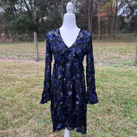 NWOT Diane Von Furstenberg Adelita Metallic Devore-Chiffon Dress - Picture 1 of 12